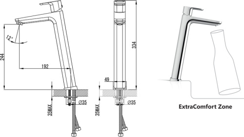 RAVAK Смеситель для умывальника TD 015.00 без донного клапана