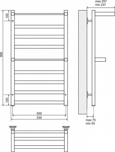 Terminus Полотенцесушитель электрический "Хендрикс" П9 500х896 мм (КТХ 4)