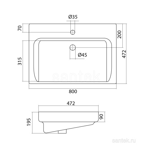 SANTEK Раковина Тигода, 80 см