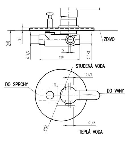 RAV SLEZAK Смеситель для ванны ZAMBEZI, душа скрытого монтажа с керамическим переключателем