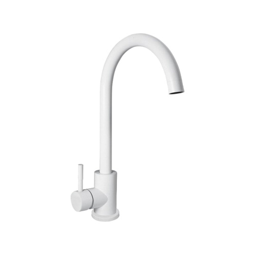 Антей Смеситель для кухни Булат шаровой с высоким изливом, нержавеющая сталь (белый)