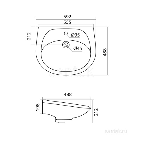 SANTEK Раковина Бриз, 60 см
