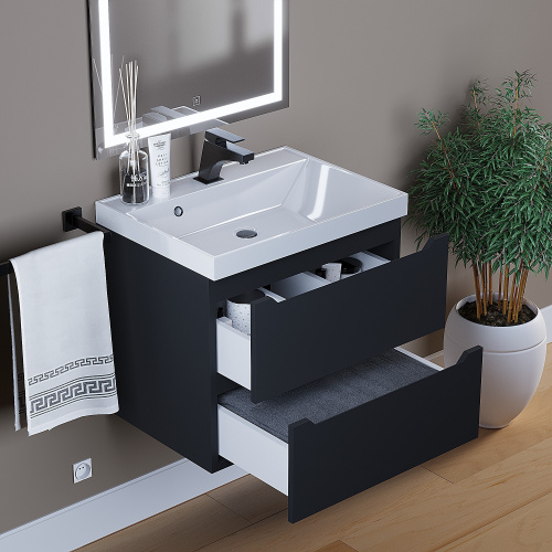 Uperwood Тумба под раковину Uperwood Tanos 60 см, подвесная, черная
