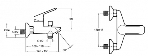 JACOB DELAFON  Комплект для ванны OSCAR c 2-мя смесителями, душевой штангой, лейкой и шлангом (черный матовый)
