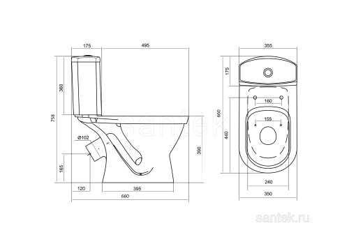SANTEK Унитаз-компакт Santek Алькор дюропластовое сиденье