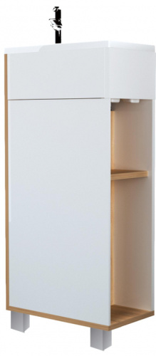 1Marka Подвесная тумба с раковиной Laura 40П с одной дверкой, Дуб сонома L