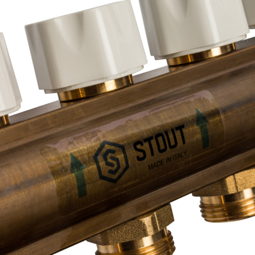 STOUT Коллектор в сборе с расходомерами 7 выходов, латунь