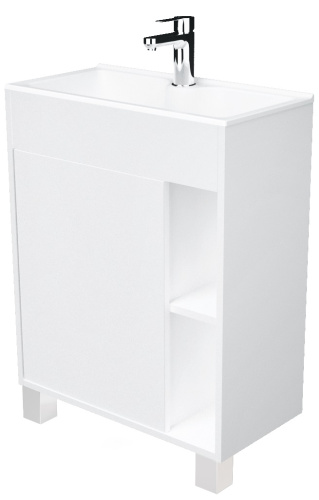 1Marka Подвесная тумба с раковиной Lido 60П с одной дверкой, белый глянец 