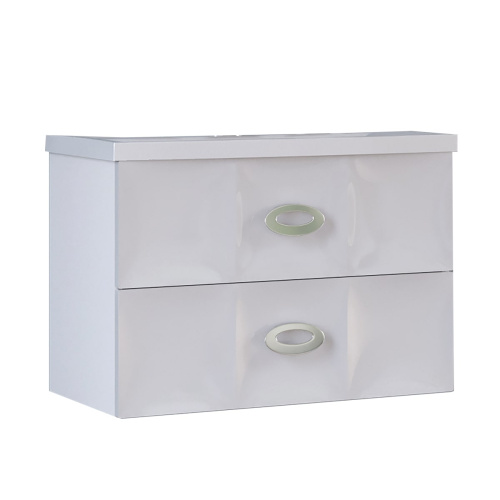 Marka One Подвесная тумба с раковиной Bonne 75П с двумя встроенными ящиками, White