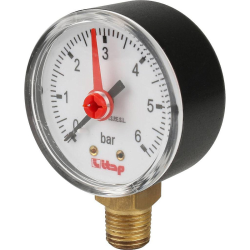 ITAP Манометр радиальный 482R 1/4 с боковым подключением (0-6 бар)