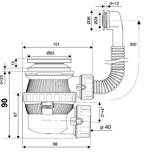 WIRQUIN Сифон НАНО  для раковин с переливом (с сухим затвором)