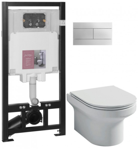 JACOB DELAFON  Комплект ELITE (унитаз, инсталляция, клавиша хром, сиденье микролифт)