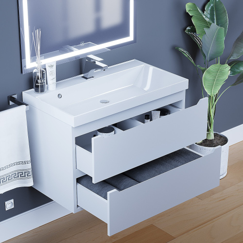 Uperwood Тумба под раковину Uperwood Tanos 80 см, подвесная, белая