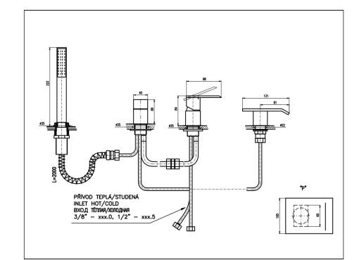 RAV SLEZAK Смеситель для ванны LOIRA на 4 отверстия