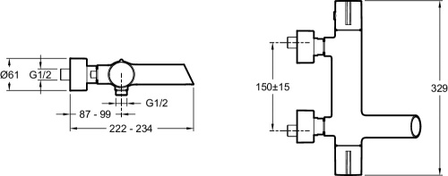 JACOB DELAFON  Смеситель для ванны/душа термостатический TOOBI