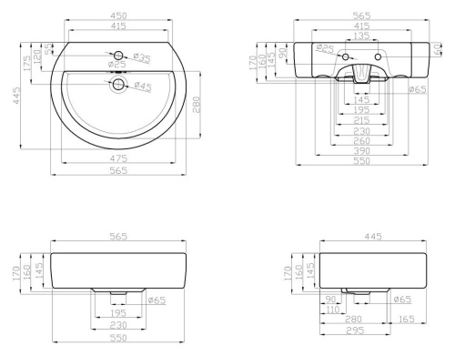 DELLA Раковина Globus (56,5 см)