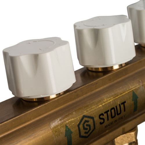 STOUT Коллектор в сборе с расходомерами 6 выходов, латунь