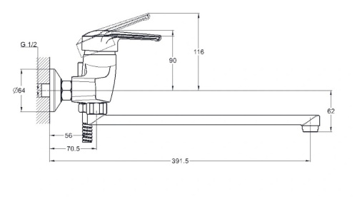 SOLONE Смеситель для ванны с поворотным девиатором в корпусе