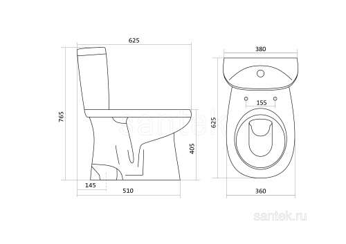 SANTEK Унитаз-компакт Анимо сиденье дюропласт, вертикальный выпуск