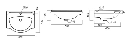 SANITA LUXE Умывальник Реал, белый (56 см)