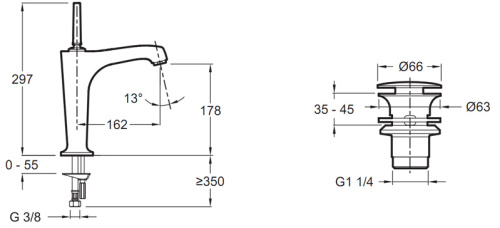 JACOB DELAFON  Смеситель для раковины MARGAUX высокий, однорычажный