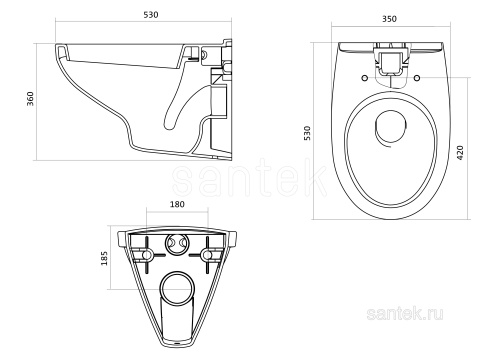 SANTEK Унитаз ПОДВЕСНОЙ Santek Бореаль сиденье дюропласт с функц.мягк.закрыв.