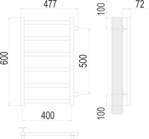 Terminus Полотенцесушитель водяной "Аврора" П6 400х600 (боковое подключение 500 мм)