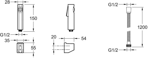JACOB DELAFON  Комплект для биде NATEO со смесителем CUFF и гигиеническим душем