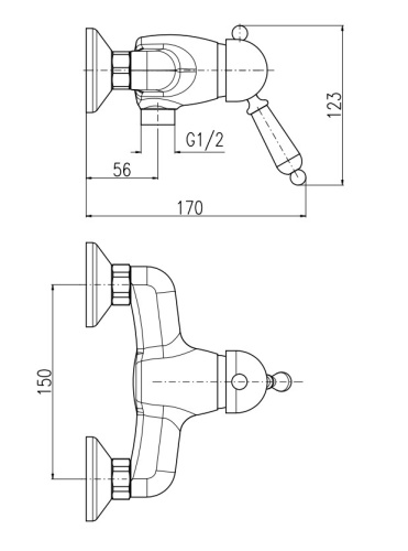 RAV SLEZAK Смеситель для душа LABE настенный, бронза