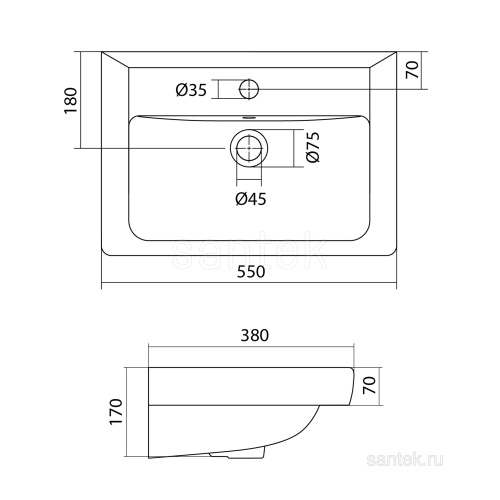 SANTEK Раковина Тигода мини, 55 см