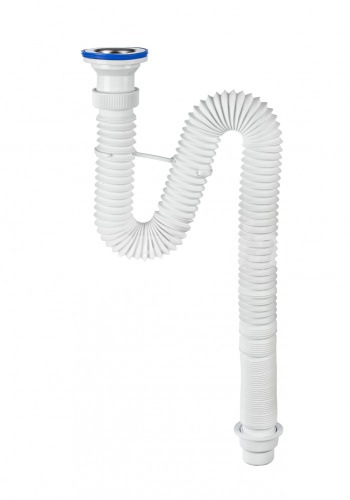 VIRPLAST Сифон гофрированный "Элит" 1 1/2" с нержавеющей чашкой, удлинённый