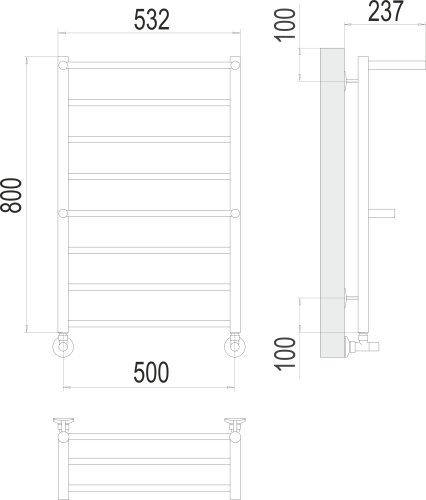 Terminus Полотенцесушитель водяной "Анкона" П8 500х800 мм