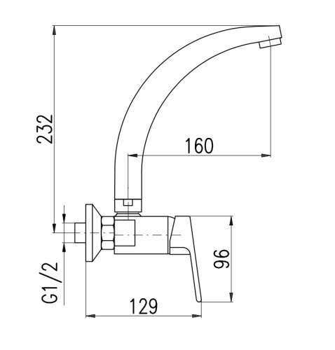RAV SLEZAK Смеситель для кухни COLORADO с круглым изливом, настенный