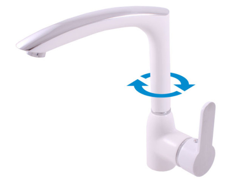 RAV SLEZAK Смеситель для кухни ZAMBEZI с плоским изливом, 224 мм (хром/белый)