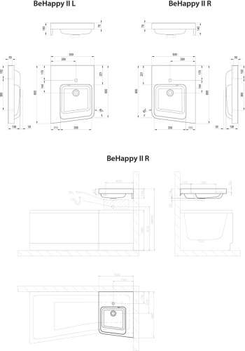 RAVAK Умывальник BE HAPPY II с переливом, 50 см L