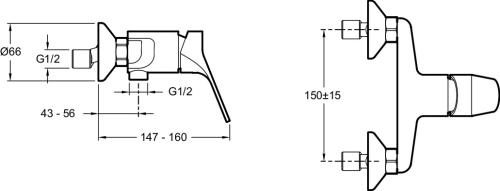 JACOB DELAFON  Смеситель для душа настенный BRIVE