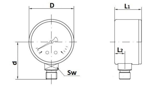 WATTS  Манометр F+R200(MDR) нижнее подключение (диаметр 80, 0-6 бар, 1/2")