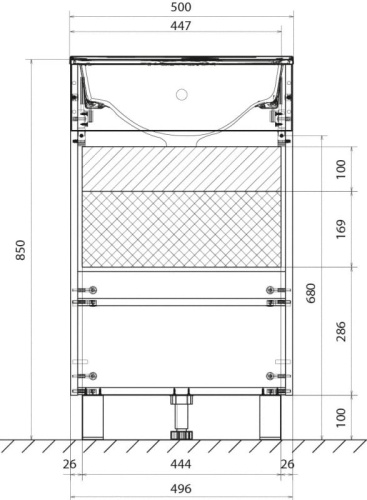 1Marka Напольная тумба с раковиной JULY 50Н с одной дверкой, дуб сонома