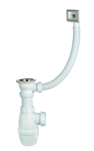 WIRQUIN Сифон "МИНОР" 1 1/2"х40 с нержавеющей чашкой 70мм и переливом 