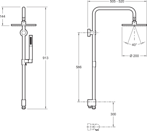 JACOB DELAFON  Душевая колонна EO с верхним душ, переключателем и лейка Shift Ellipse