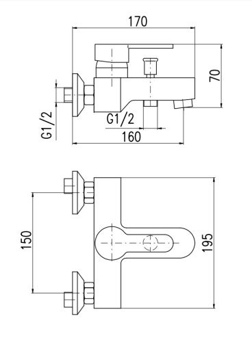 RAV SLEZAK Смеситель для ванны ZAMBEZI настенный
