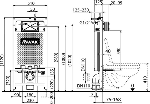 RAVAK Монтажный блок G II для подвесного унитаза