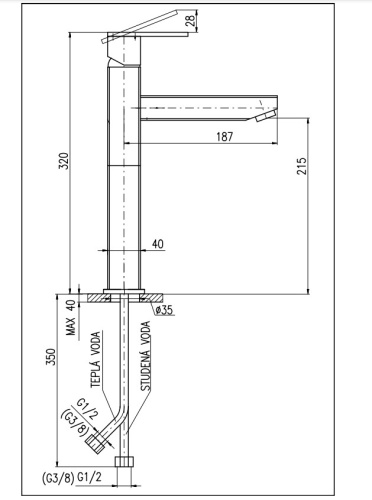 RAV SLEZAK Смеситель для раковины LOIRA с донным клапаном Click Clack (320 мм), золото