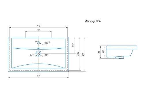 KIROVIT Умывальник "Фостер" 800 Kirovit белый