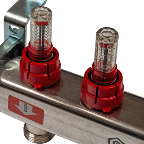 STOUT Коллектор с расходомерами 3 выхода, нержавеющая сталь