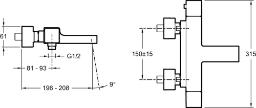JACOB DELAFON  Смеситель для ванны/душа термостатический STRAYT