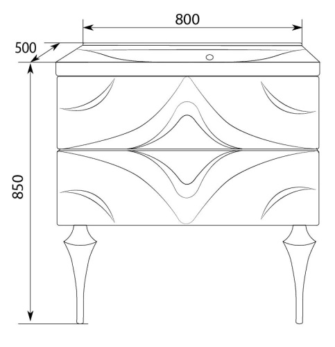 Marka One Подвесная тумба с раковиной Angel 80П, два встроенных ящика, Vanilla