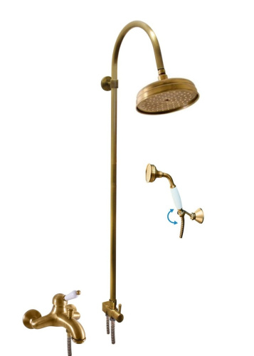 RAV SLEZAK Смеситель для ванны LABE с штангой, переключателем и душем (бронза)