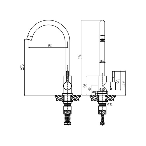 Антей Смеситель для кухни Булат шаровой с высоким изливом, нержавеющая сталь (бежевый)