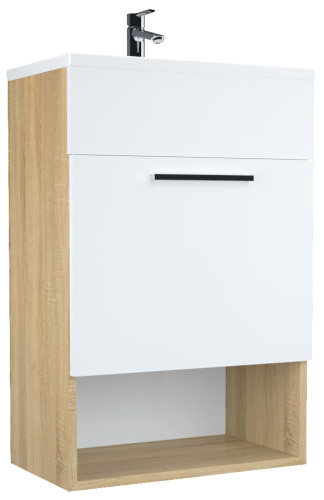 1Marka Подвесная тумба с раковиной LIRA 40П с одной дверкой, дуб сонома L
